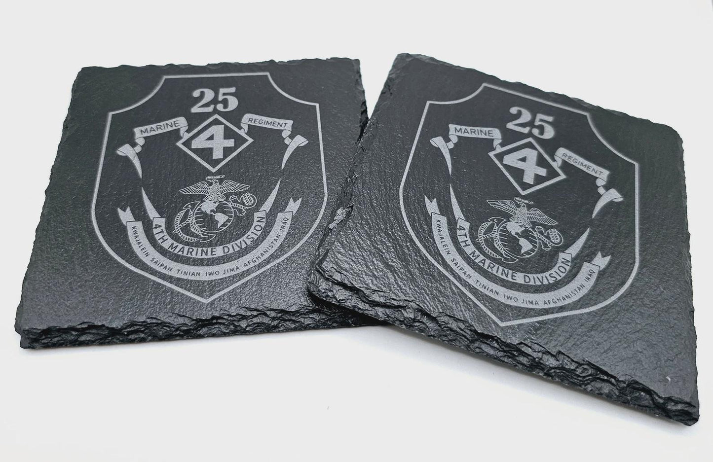 Engraved Stone Military Logo Coasters