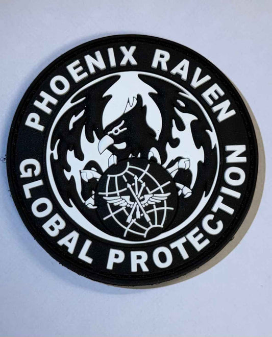 Phoenix Raven 3D PVC Patch - 2.5in BW - Velcro Backing