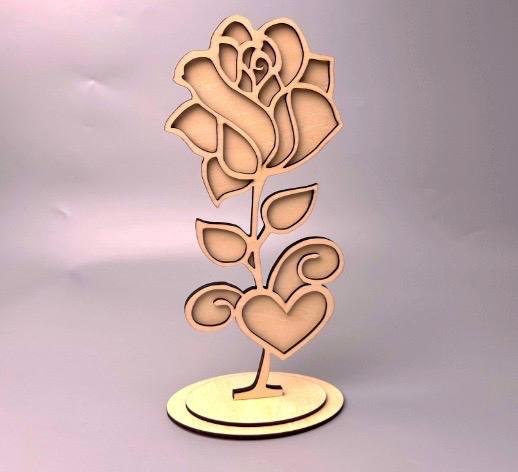 Handmade Wooden Rose • Laser Cut Valentine's Day Keepsake