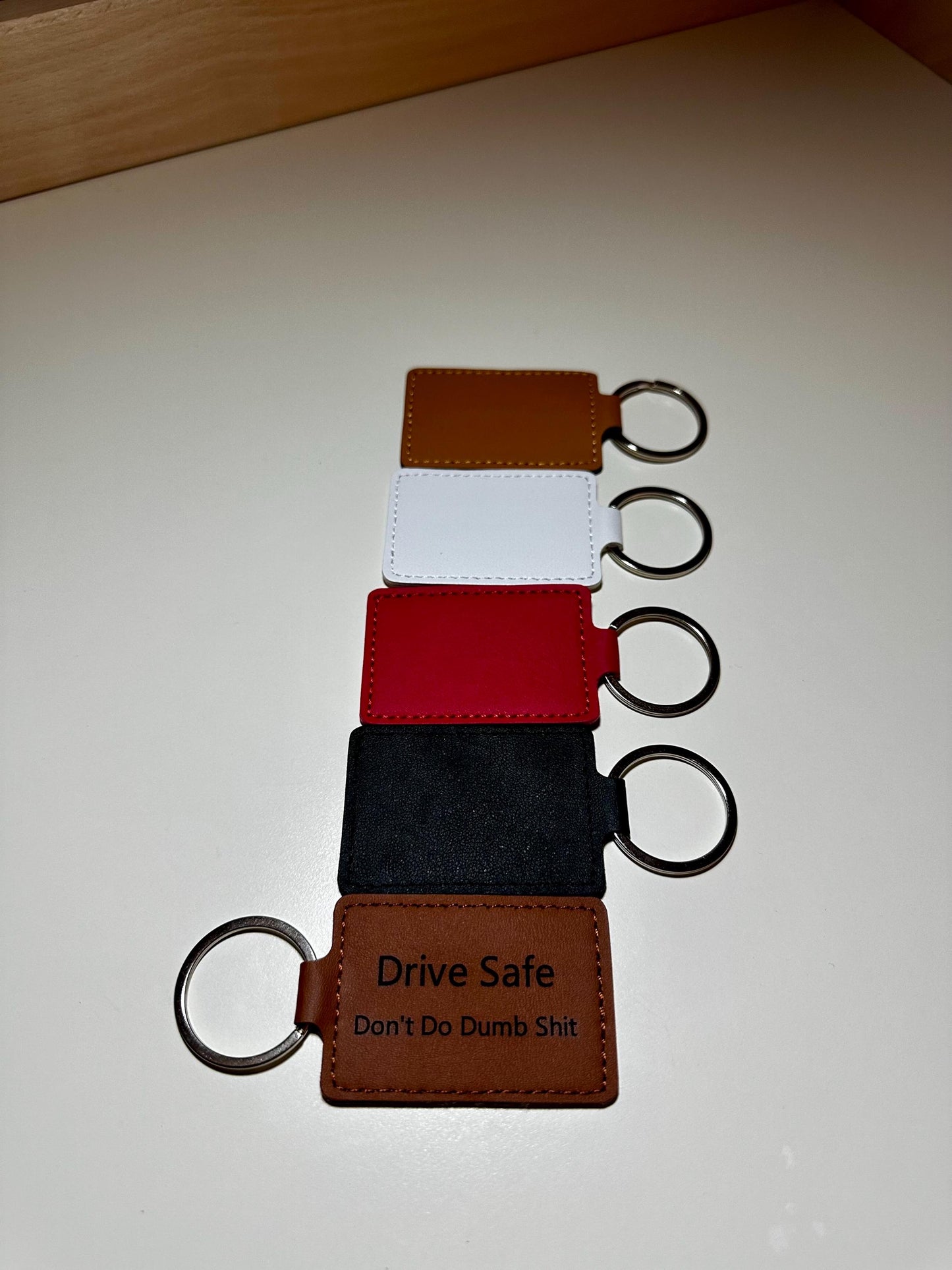 Personalized Leather Keychain, Engraved Key Fob, Anniversary Gift