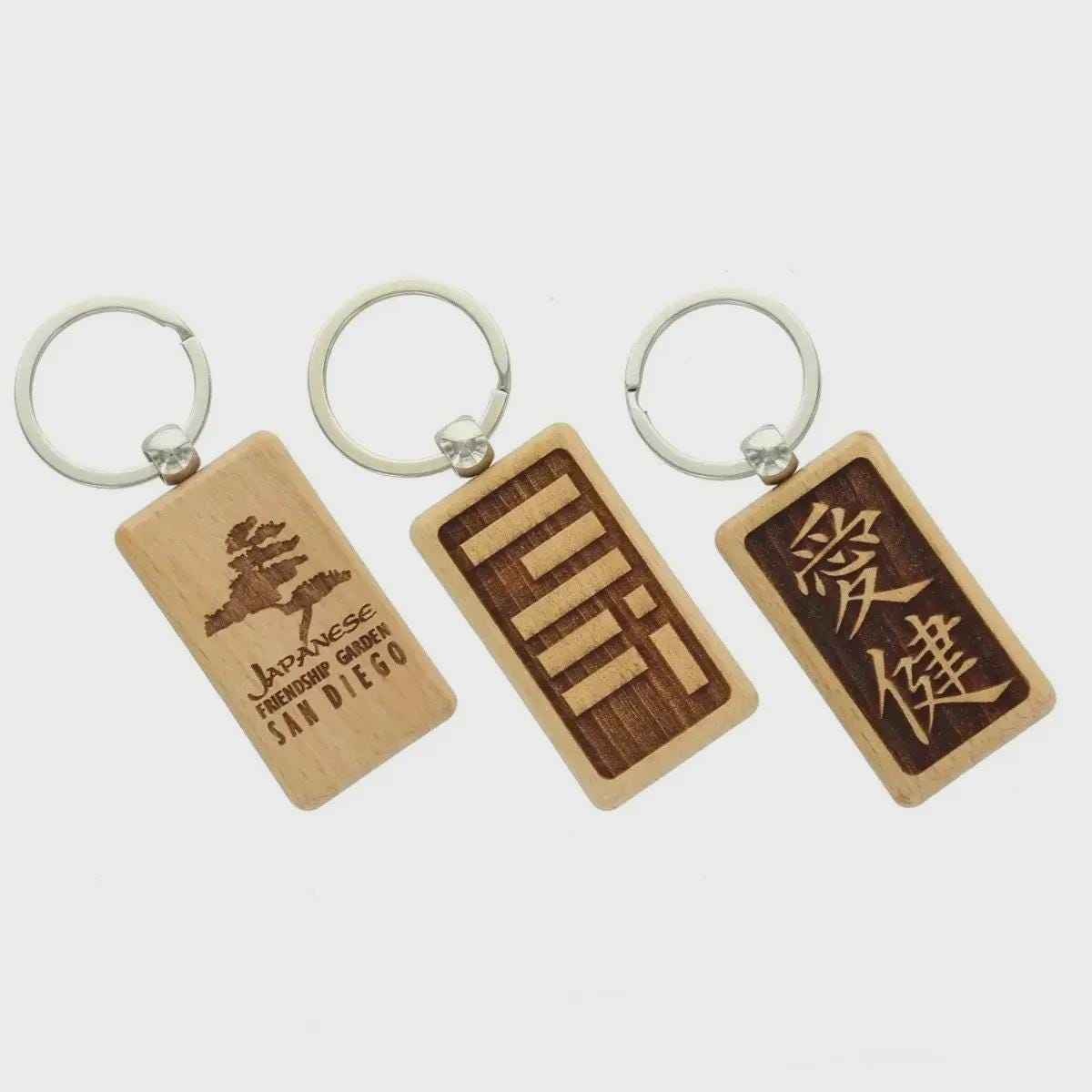 Custom Engraved Wooden Keychain | Personalized Name, Message, Logo, or Coordinates