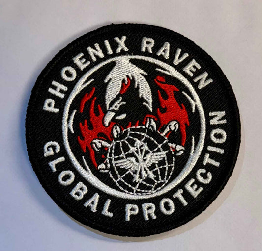 Phoenix Raven Embroidered Patch - 3.5in BWR - Velcro Backing