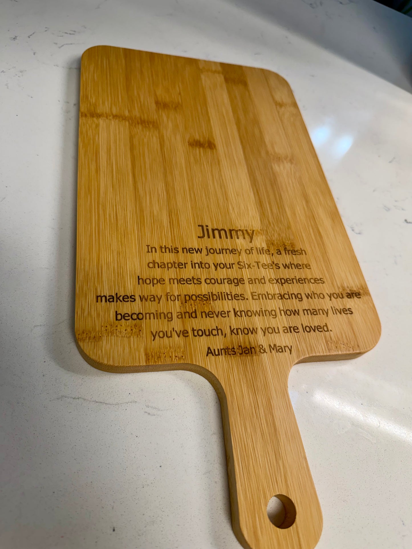 Personalized Bamboo Cutting Board | Butcher Block | Realtor Closing Present Laser Engraved Wedding Anniversary Gift