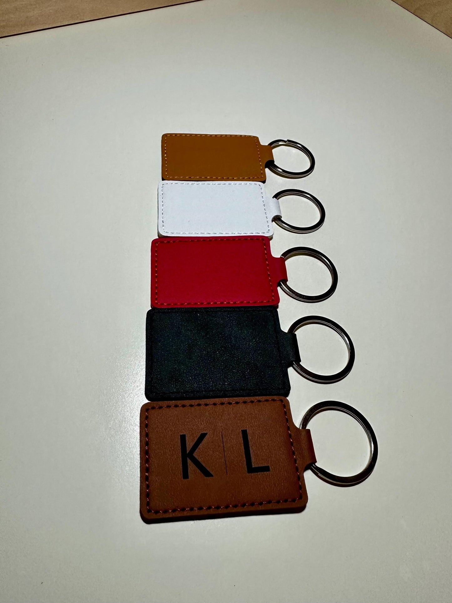 Personalized Leather Keychain, Engraved Key Fob, Anniversary Gift