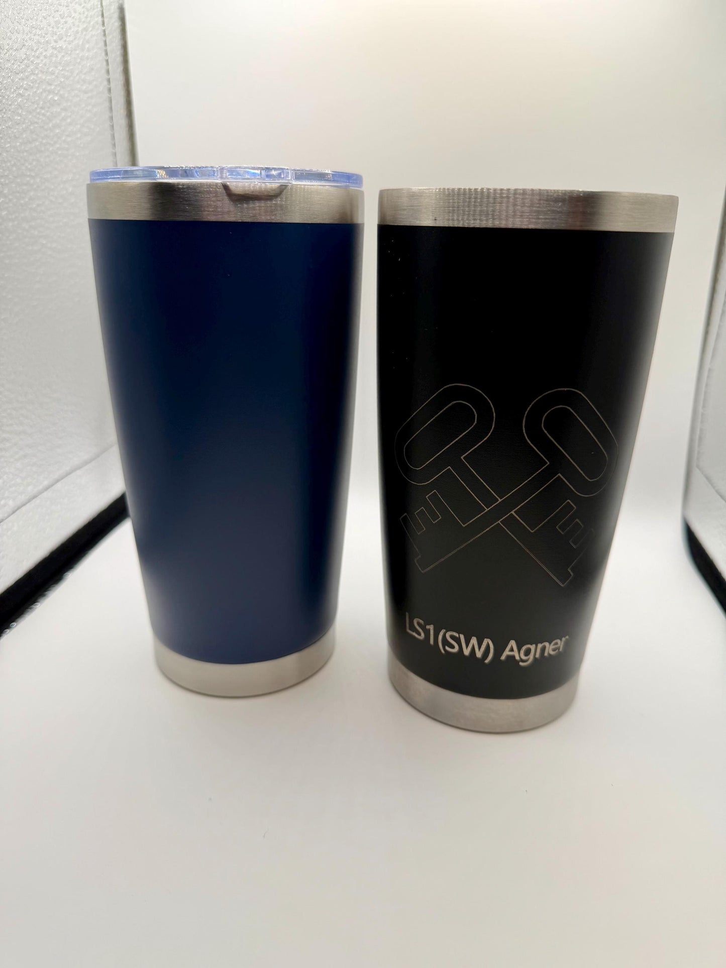 Personalized Navy Tumbler - Laser Engraved 20 oz Military Gift